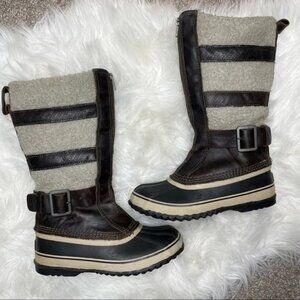Sorel Helen of Tundra II Winter Boots Womens 6 Leather and Sherpa Zip Up NL1586